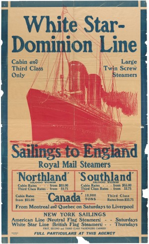 White Star-Dominion Line - Sailings to England